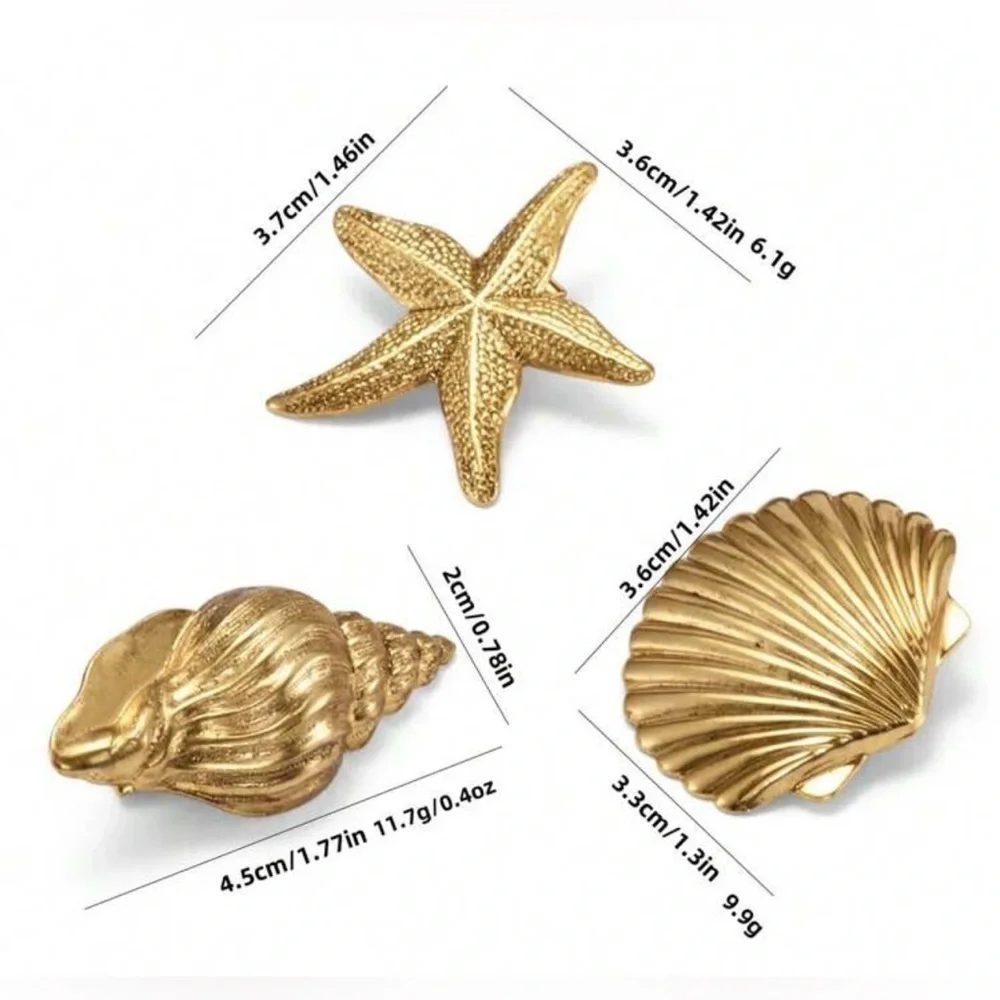 3pcs Gold Seashell Hair New💛💛 🐚